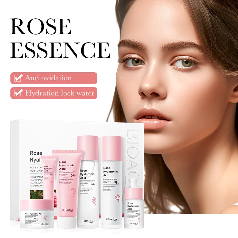 Organic Hyaluronic Acid Vitamin C Serum Cream Skincare Kit Natural Rose Extract Whitening Private Label Face Serum Organic