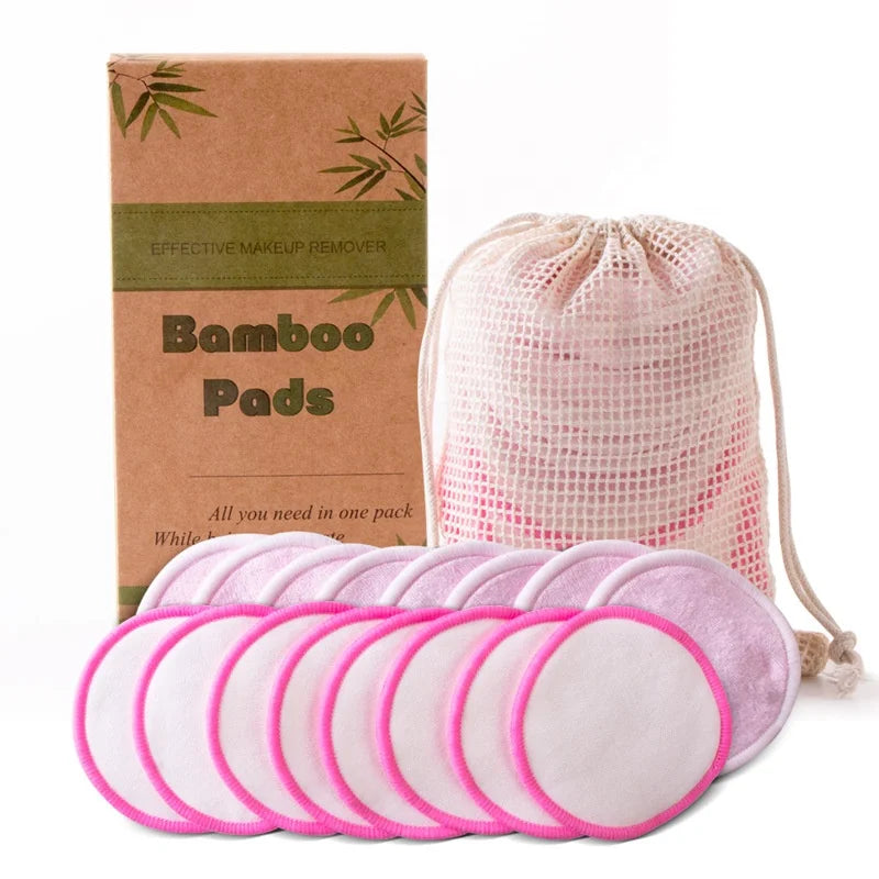 CUSTOM LOGO Box Package 100% Organic Bamboo Cotton Pads Eco-Friendly Reusable Makeup Remover Cotton Pad