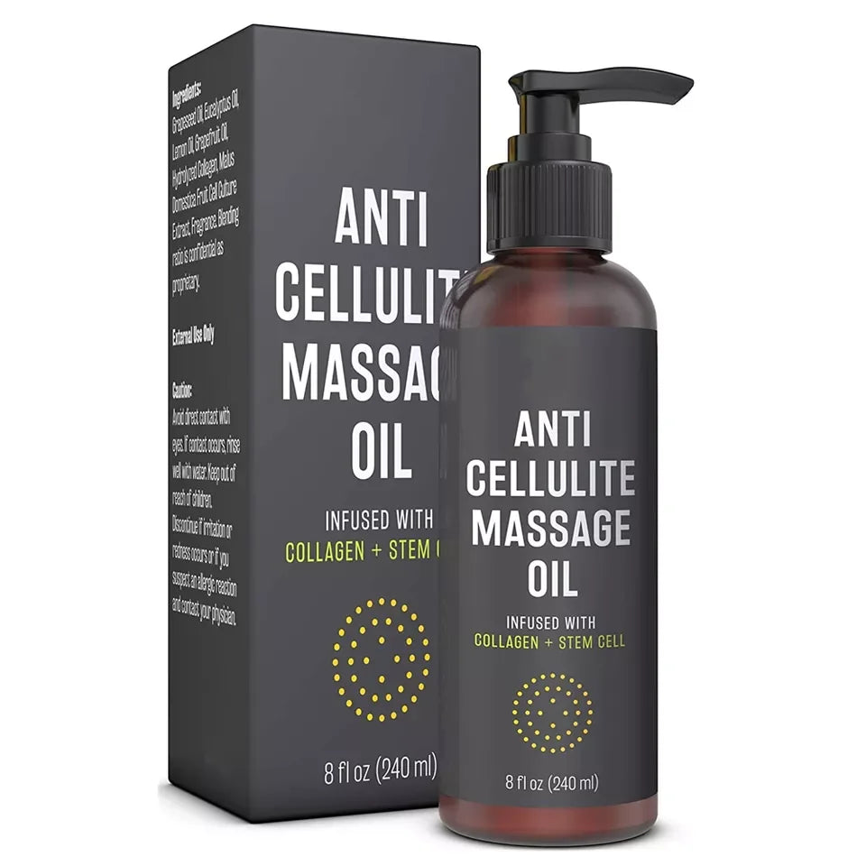 HANLINGER Private Label Organic Anti Cellulite Massage Oil with Tea Tree Lavender Orange & Ginger-240ml Nourishing Body Oil