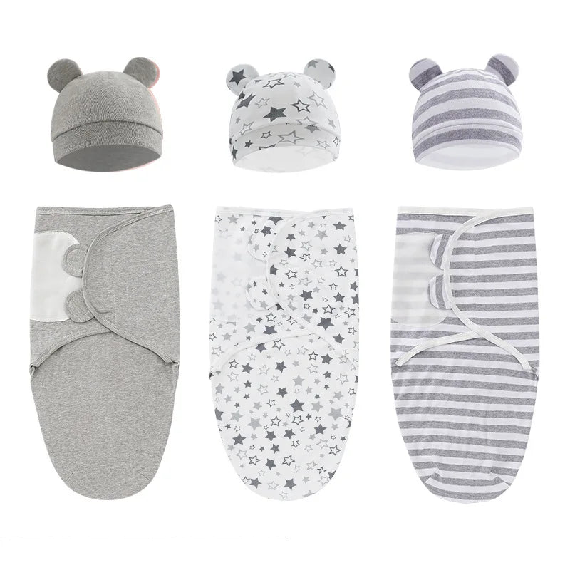 Baby Sleeping Bags Custom Newborn Blanket Organic Cotton Bamboo Modal Hat 2Pcs Set Unisex Receiving Baby Swaddle Blankets