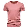 2024 Summer Hot Selling Men's New Solid Color Neck Short Sleeved Top Bamboo Joint Cotton Casual Knitted Pure Cotton Design