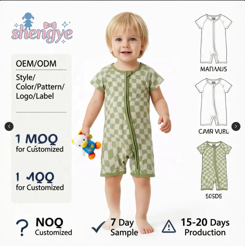DH OEM/ODM Wholesale Western Green Checkered Print Organic Bamboo Fiber Zippy Custom for Summer