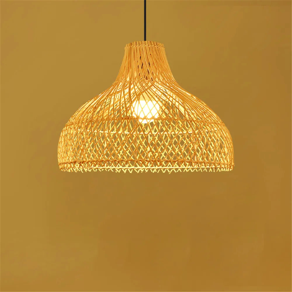 Modern Handmade Bamboo Rattan Hanging Lamp for Restaurant Kitchen Teahouse Farmhouse Home Decor Chandeliers & Pendant Lights