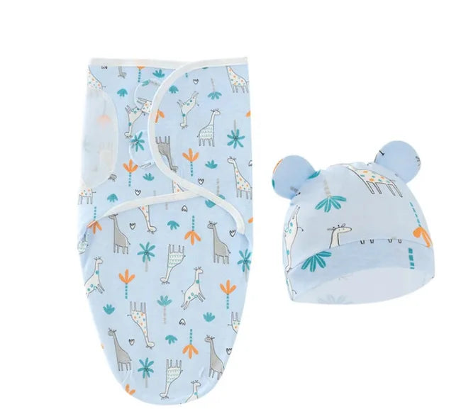 Baby Sleeping Bags Custom Newborn Blanket Organic Cotton Bamboo Modal Hat 2Pcs Set Unisex Receiving Baby Swaddle Blankets