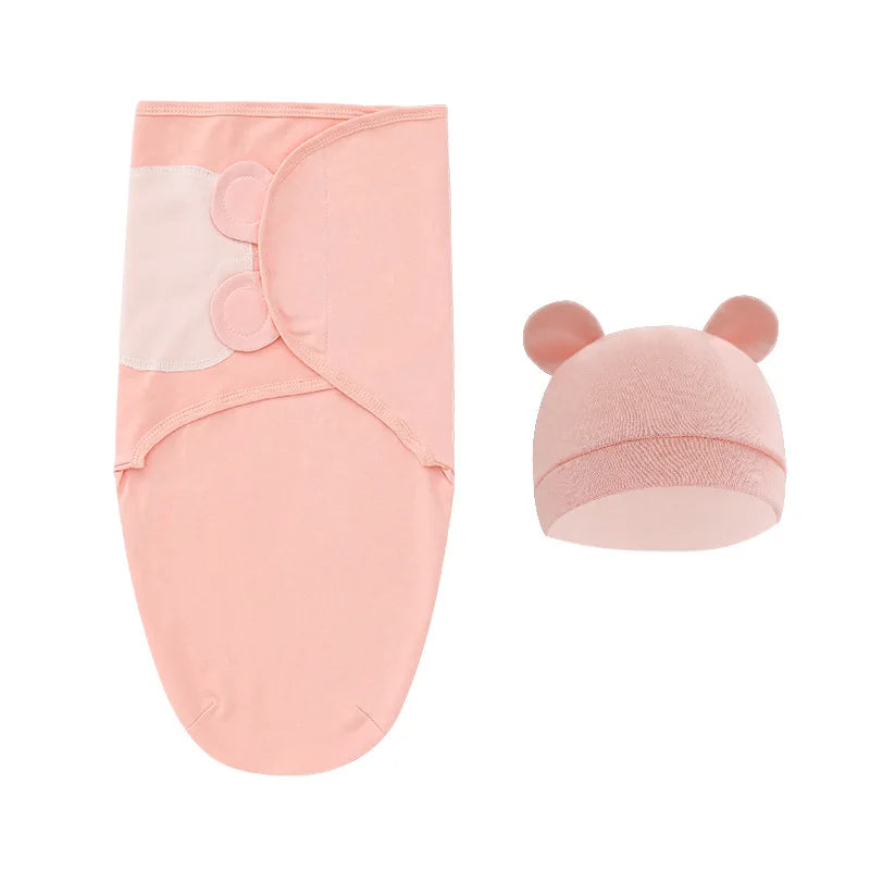 Baby Sleeping Bags Custom Newborn Blanket Organic Cotton Bamboo Modal Hat 2Pcs Set Unisex Receiving Baby Swaddle Blankets