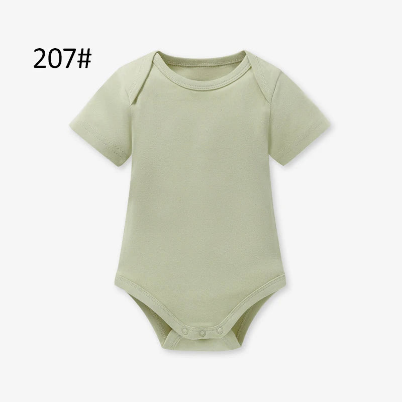 Wholesale Organic Cotton Short Sleeve Snap Button Lap Shoulder Baby Short Rompers Baby Bodysuit