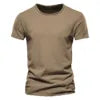2024 Summer Hot Selling Men's New Solid Color Neck Short Sleeved Top Bamboo Joint Cotton Casual Knitted Pure Cotton Design