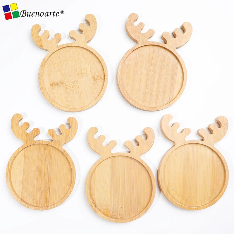Bamboo Coaster 5 Pcs Flower Star Mosaic Base 1cm Thick Modern Design Room Use for DIY Mosaic Art Craft Kits