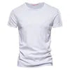 2024 Summer Hot Selling Men's New Solid Color Neck Short Sleeved Top Bamboo Joint Cotton Casual Knitted Pure Cotton Design
