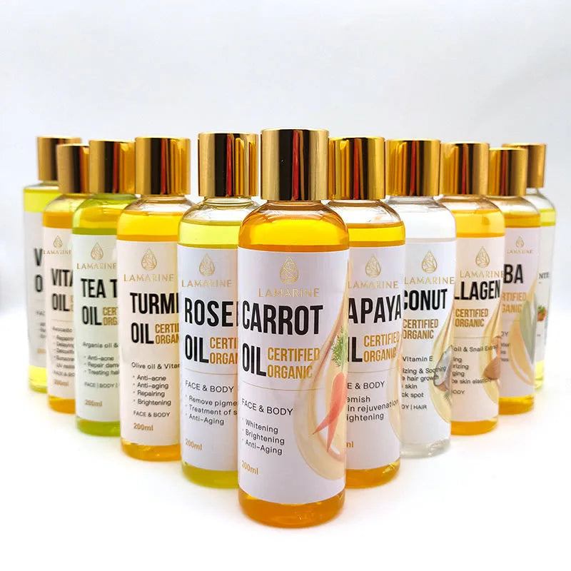 Private Label Natural Organic Vitamin A, Vitamin E Whitening Anti Aging Glow Carrot Seed Body Oil