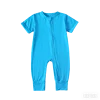 Children's Unisex Bamboo Fiber Spandex Knitted Newborn Rompers Spring Short Sleeve Two-Way Zipper Soft Breathable Climbing