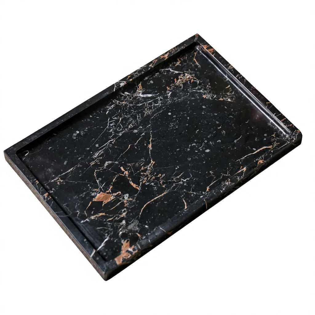 Luxury Natural Rectangle  Calacatta Red Marble Serving Tray Decorative Food Fruit Jewelry Display Tray for Christmas Home Decor