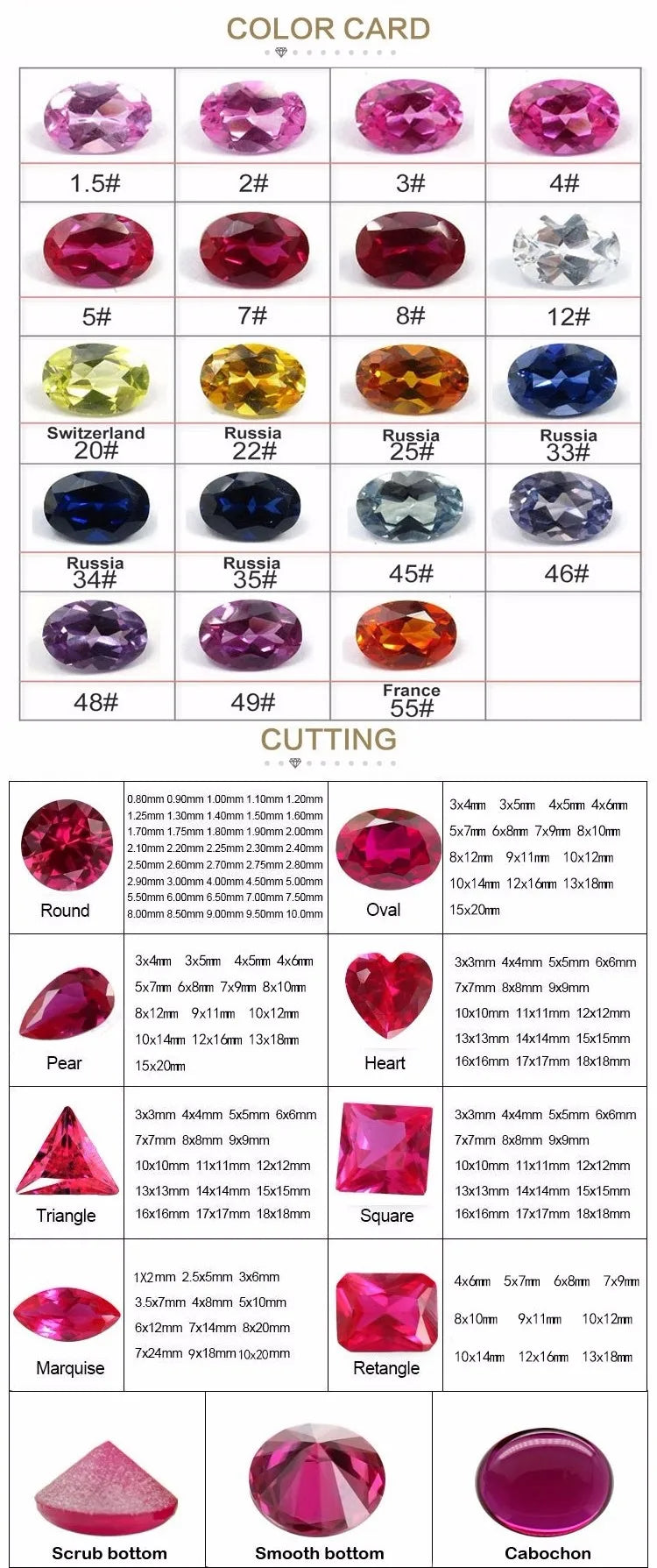 High Quality  Best Selling 4-5mm Synthetic/ Natural  Lab Created Ruby Cabochon Stone