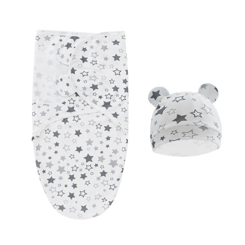 Baby Sleeping Bags Custom Newborn Blanket Organic Cotton Bamboo Modal Hat 2Pcs Set Unisex Receiving Baby Swaddle Blankets