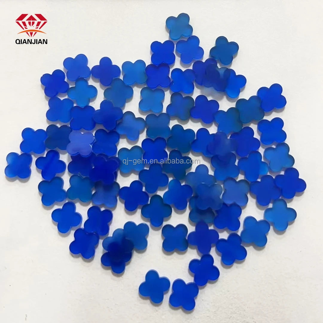 Qianjian Jewelry Best Price Natural Stones Black Blue Red Green Agate Four Leaf Clovers Gemstones for Making Jewelry