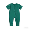 Children's Unisex Bamboo Fiber Spandex Knitted Newborn Rompers Spring Short Sleeve Two-Way Zipper Soft Breathable Climbing