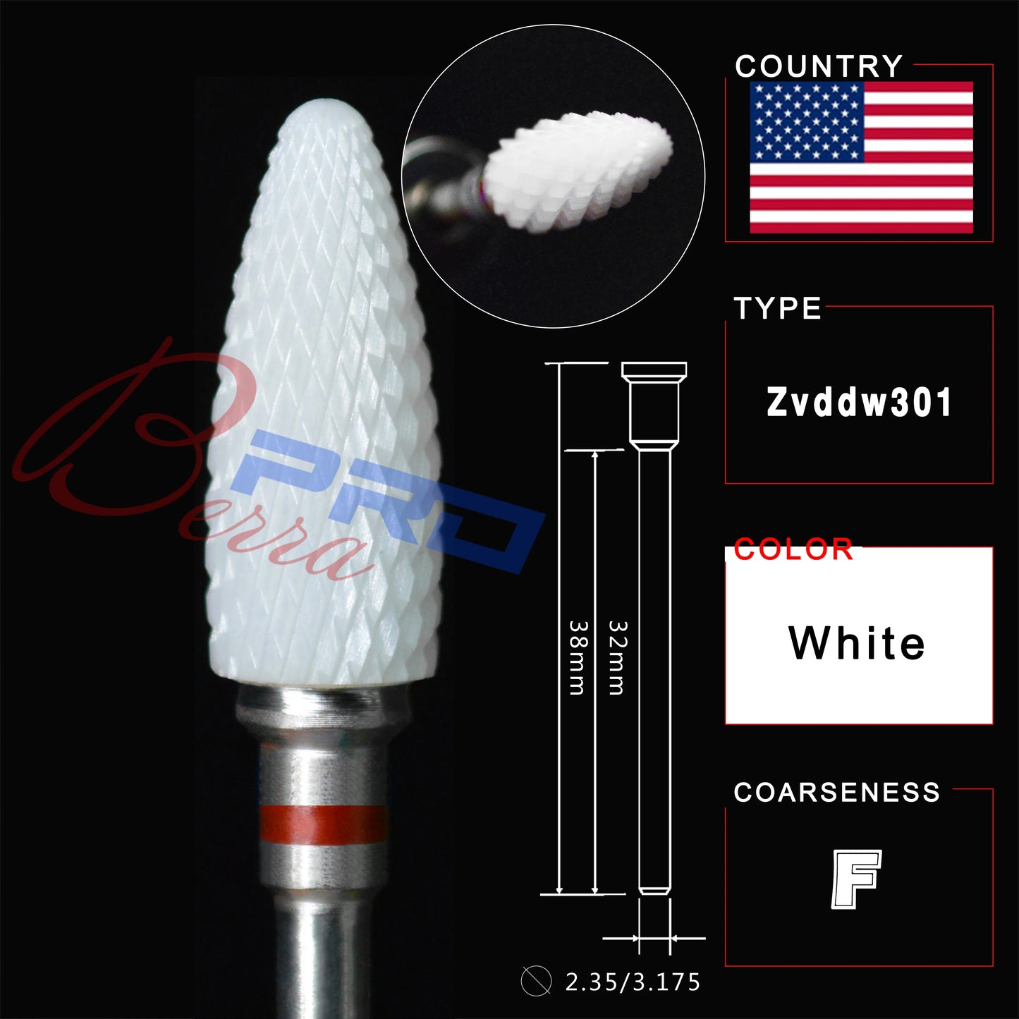 ECO Economy Ceramic Nail Drill Bit  Rotary Burr Milling Cutter Flame Bullet Bits For Manicure Pedicure Tools Accessories