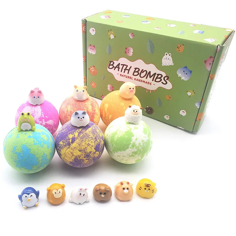 Surprise Children Kid Gift Organic Dog Duck Doll Toy Inside Bathbombs Shower Bombs Set With Wssential Oils