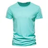 2024 Summer Hot Selling Men's New Solid Color Neck Short Sleeved Top Bamboo Joint Cotton Casual Knitted Pure Cotton Design