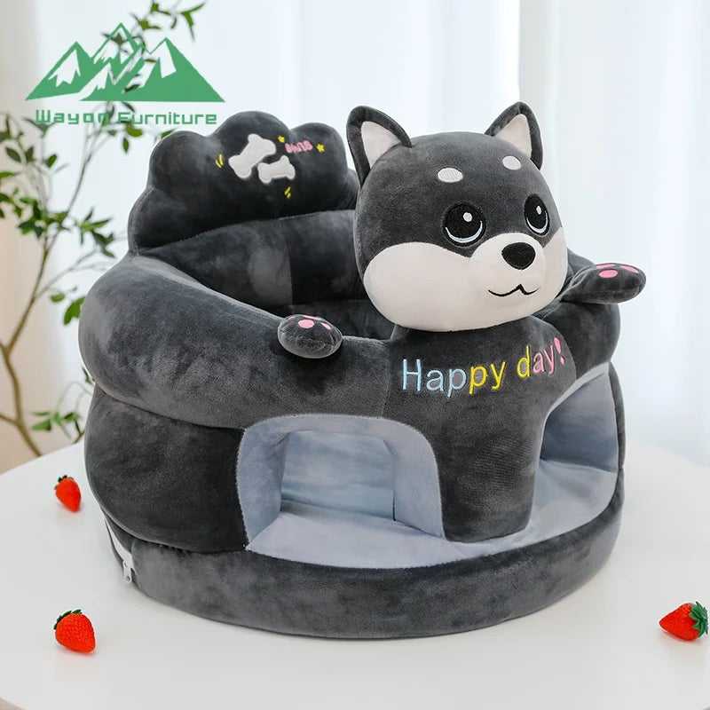 Modern Minimalist Baby Plush Sofa Seat, 10cm Thick Organic Cotton Pad & Hypoallergenic Foam for Stylish Nursery