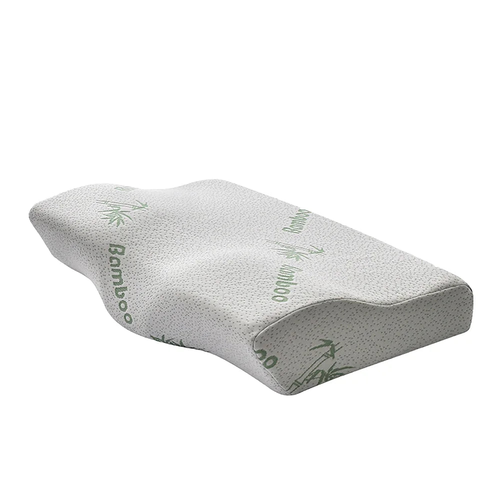 Qualified Soft and Comfort Memory Foam Pillow 200TC Bamboo Solid Pattern Wave Shape for Therapy and Neck Relief