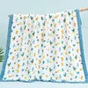 Custom 100% Organic Cotton Muslin Infant Bath Towel Cute Cartoon Pattern Babi Blankets 6-Layer Newborn Blanket for Travel Hotel