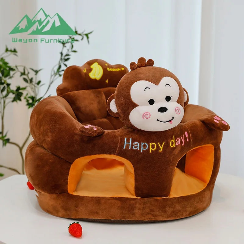 Modern Minimalist Baby Plush Sofa Seat, 10cm Thick Organic Cotton Pad & Hypoallergenic Foam for Stylish Nursery
