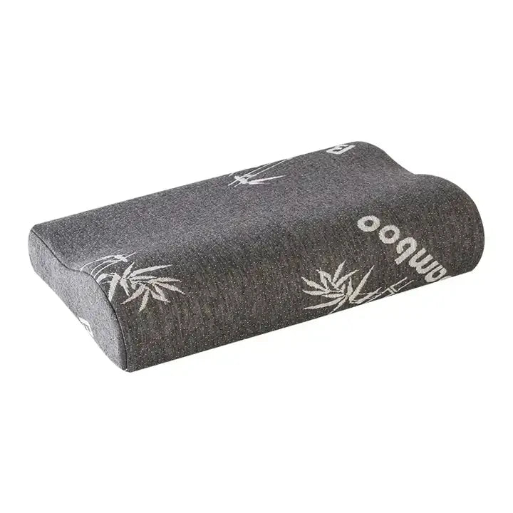 Qualified Soft and Comfort Memory Foam Pillow 200TC Bamboo Solid Pattern Wave Shape for Therapy and Neck Relief