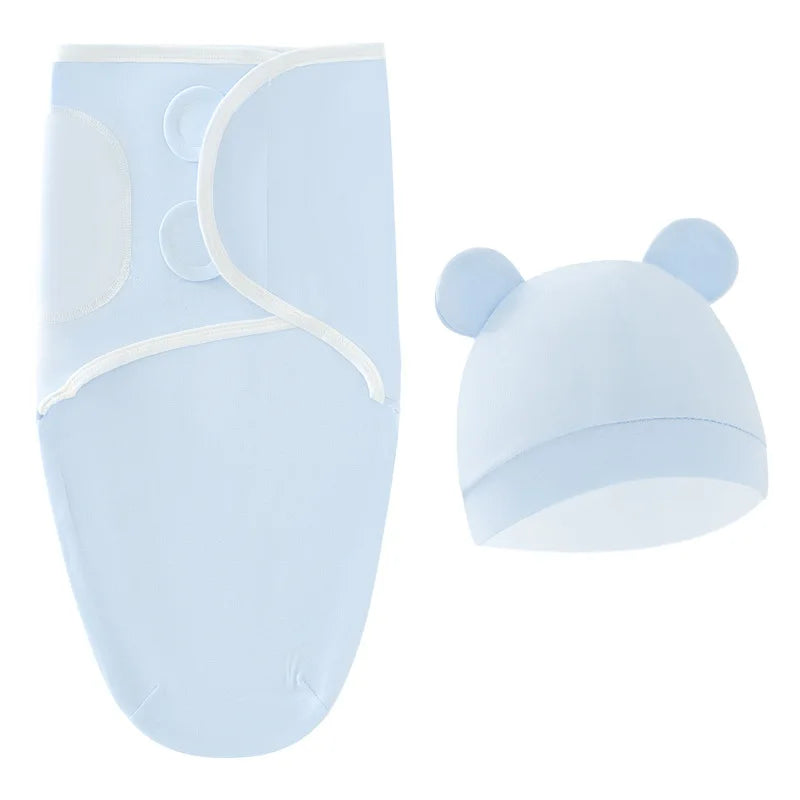 Baby Sleeping Bags Custom Newborn Blanket Organic Cotton Bamboo Modal Hat 2Pcs Set Unisex Receiving Baby Swaddle Blankets