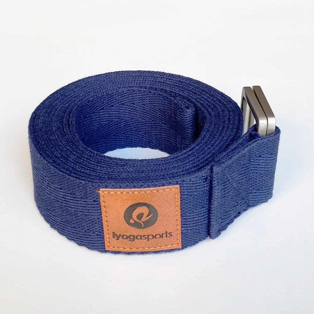 100% Organic Cotton Yoga Strap 8ft Length Belt Custom logo Iyogasports extra Length Soft Biodegradable Material Yoga Belt
