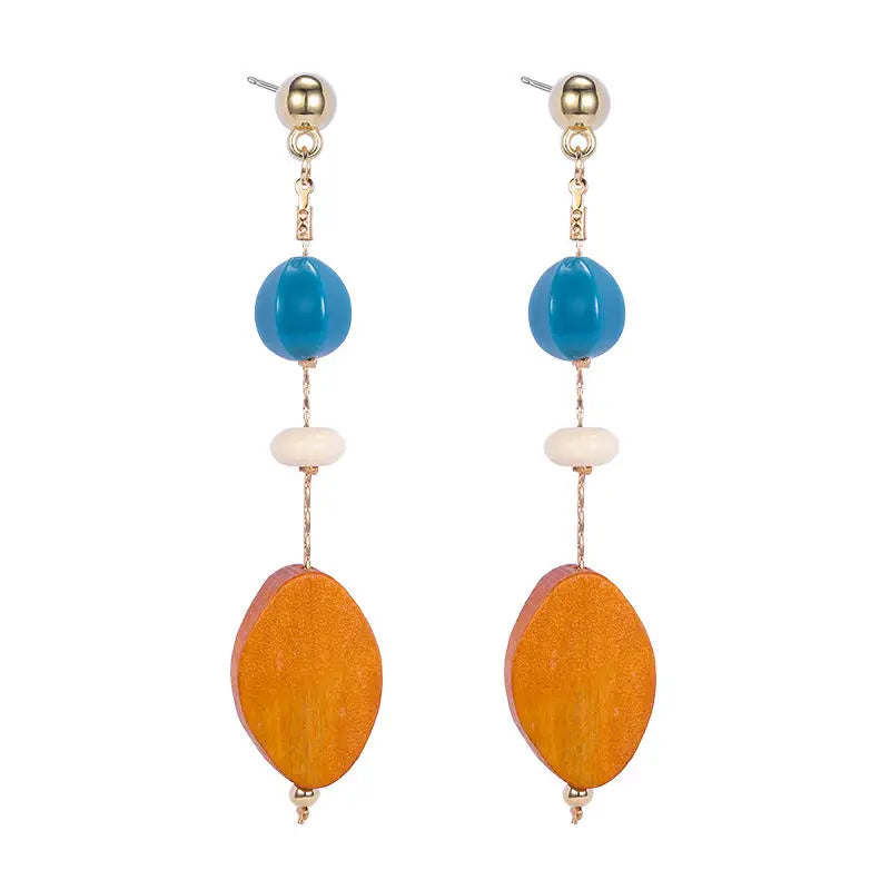 HOVANCI Handmade Africa Wooden Earrings  S925 Sterling Silver Stud Bamboo Big Rattan Earrings for Women Birthday Party Gift