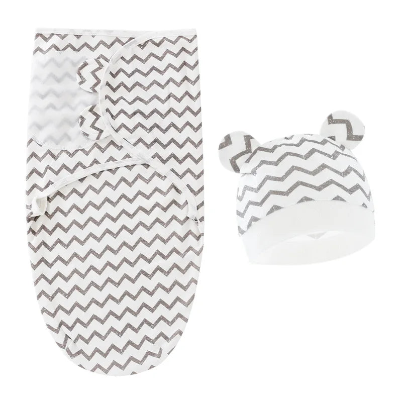 Baby Sleeping Bags Custom Newborn Blanket Organic Cotton Bamboo Modal Hat 2Pcs Set Unisex Receiving Baby Swaddle Blankets