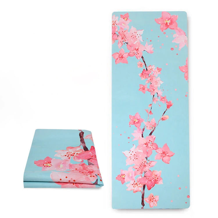 2026  Eco Friendly Digital Organic Blue Rubber Custom Print OEM Yoga Mat 4.5mm Anti Slip Non-slip Natural Rubber  Suede Yoga Mat