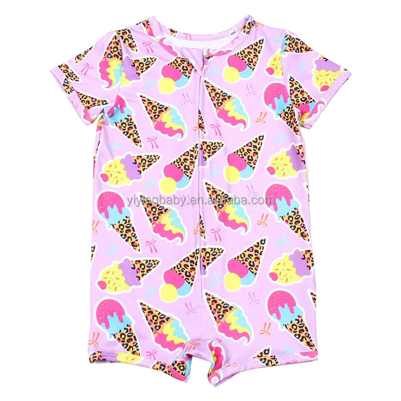 Custom Printed Bamboo Jumpsuit for Newborns ODM Odem Zipper Romper Infant Baby Bodysuit