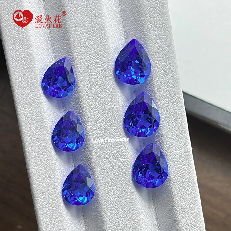 Wholesale Lab Created Cobalt Spinel Blue Sapphire Stone Pear Water Drop Natural Cut Loose Gemstone Lab Growm Cobalt Spinel
