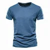 2024 Summer Hot Selling Men's New Solid Color Neck Short Sleeved Top Bamboo Joint Cotton Casual Knitted Pure Cotton Design