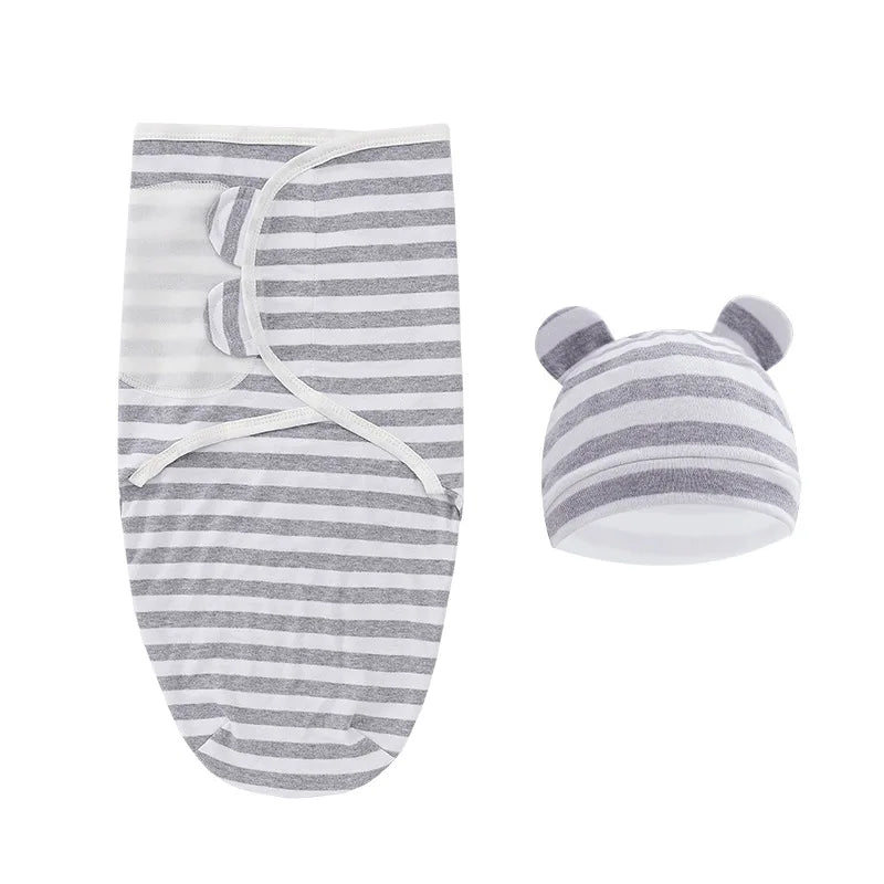Baby Sleeping Bags Custom Newborn Blanket Organic Cotton Bamboo Modal Hat 2Pcs Set Unisex Receiving Baby Swaddle Blankets