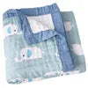 Custom 100% Organic Cotton Muslin Infant Bath Towel Cute Cartoon Pattern Babi Blankets 6-Layer Newborn Blanket for Travel Hotel