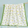 Custom 100% Organic Cotton Muslin Infant Bath Towel Cute Cartoon Pattern Babi Blankets 6-Layer Newborn Blanket for Travel Hotel