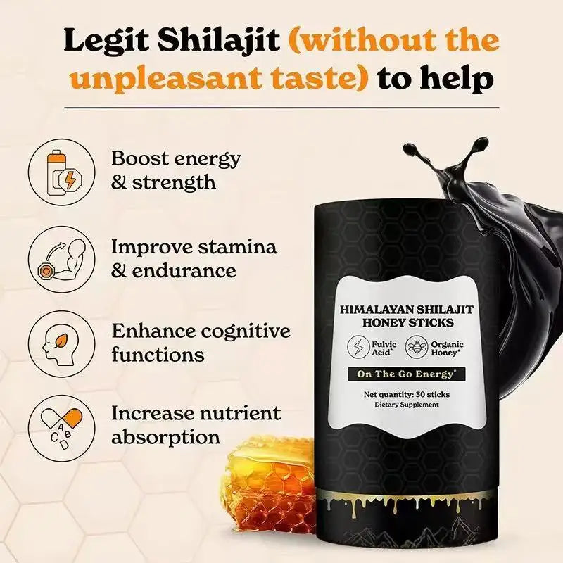 Pure Fulvic Acid Gold Himalayan Shilajit Sticks with Organic Honey  Himalayan Shilajit Honey Sticks Honey Sticks Shilajit