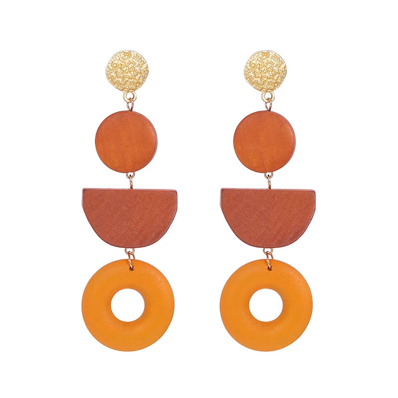 HOVANCI Handmade Africa Wooden Earrings  S925 Sterling Silver Stud Bamboo Big Rattan Earrings for Women Birthday Party Gift