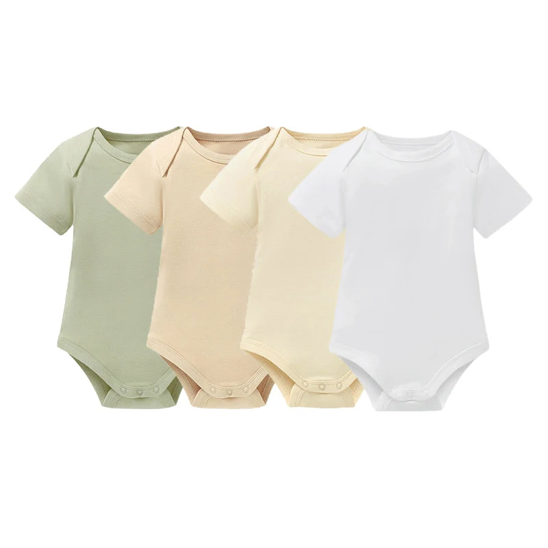 Wholesale Organic Cotton Short Sleeve Snap Button Lap Shoulder Baby Short Rompers Baby Bodysuit