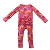 DH ODM Valentine Hot Sell Little Girls Two Way YKK Zipper Jumpsuit Newborn Rompers 0-6 Months Baby Bubble Spandex Bamboo