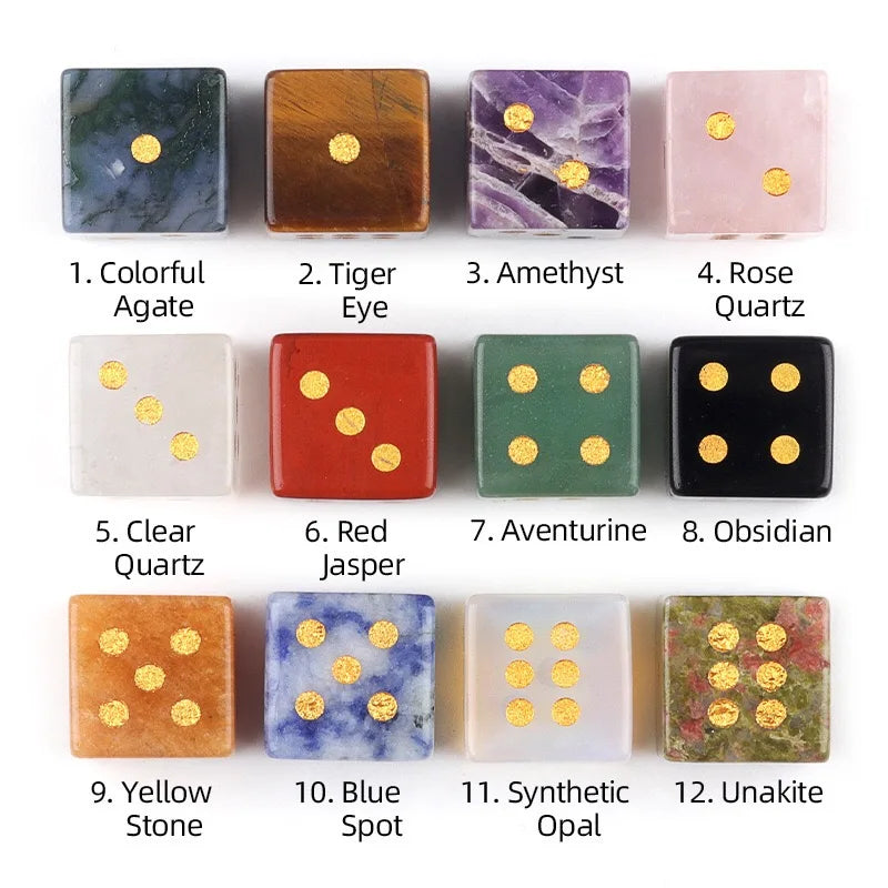 Customized Natural Mix Gemstone Crystal Cube Dice 16mm Eco-Friendly Handmade Carved Palm Healing Divination Stone Custom Logo