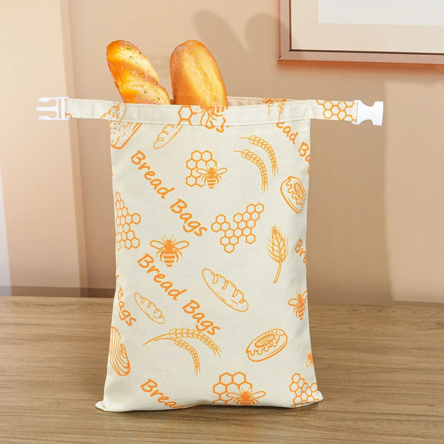 Reusable Fashion Cartoon Bread Shopping Bag with Organic Beeswax Cotton Linen for Homemade Sourdough Storage & Fresh Keeping