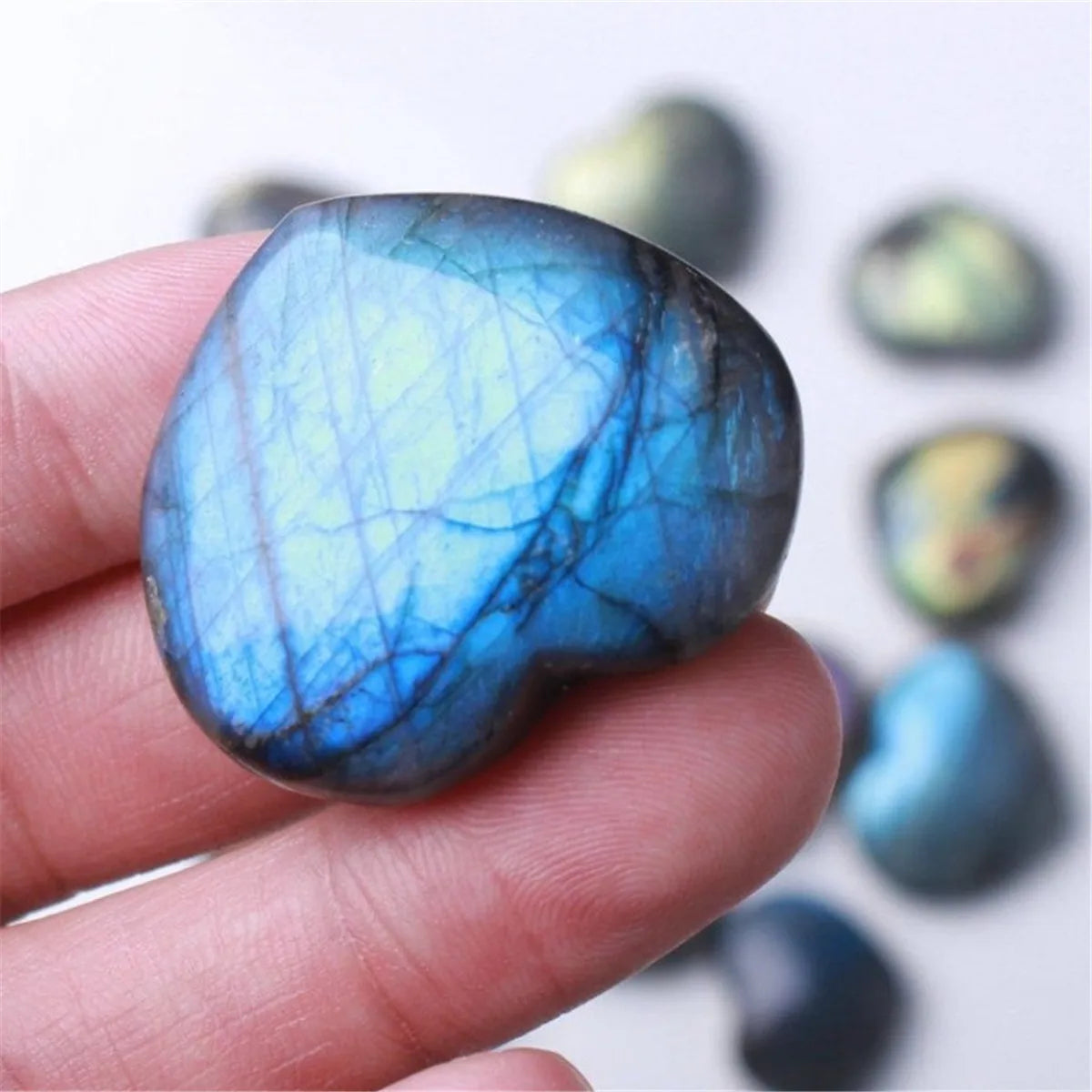 Madagascar Quartz Labradorite Natural Crystal Gemstones Rock Polished Heart Shape Pendants Stone