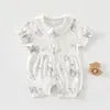 Baby Bamboo Rompers Summer Sleepsuit Jumpsuit Breathable Knit Unisex Pajamas with Snap Button Closure