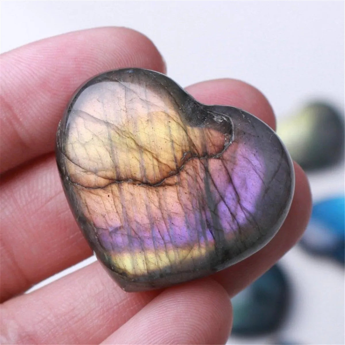 Madagascar Quartz Labradorite Natural Crystal Gemstones Rock Polished Heart Shape Pendants Stone