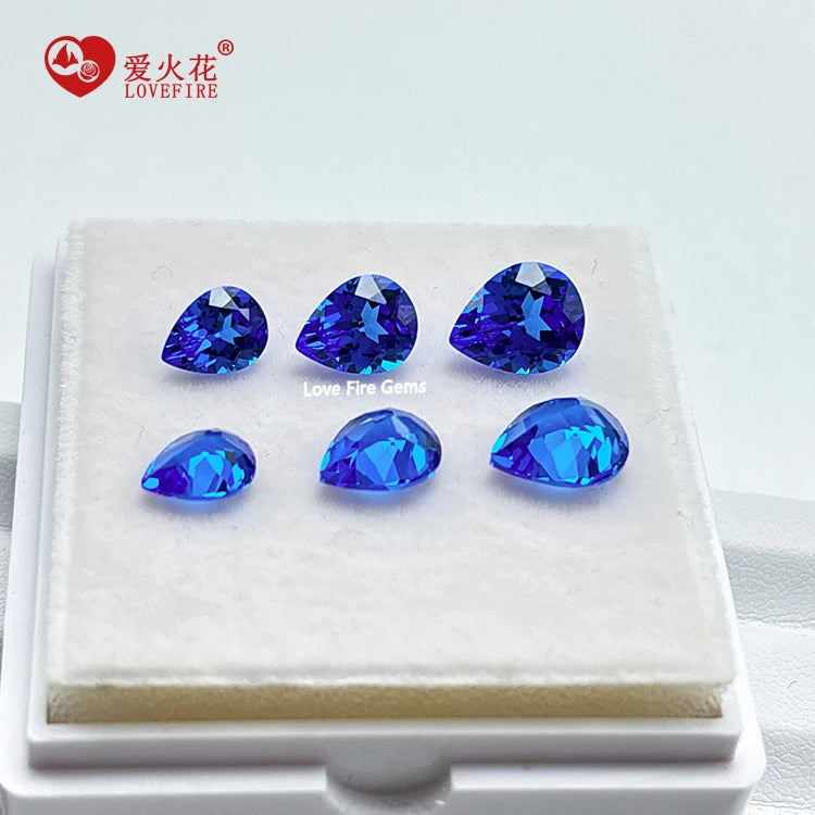 Wholesale Lab Created Cobalt Spinel Blue Sapphire Stone Pear Water Drop Natural Cut Loose Gemstone Lab Growm Cobalt Spinel