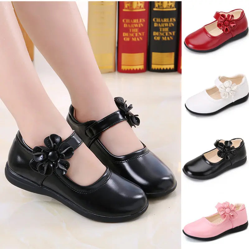 2024 Spring Autumn Girls' Leather Dress Shoes New Baby Princess Table Performance Shoes Style Children's Leather Shoes